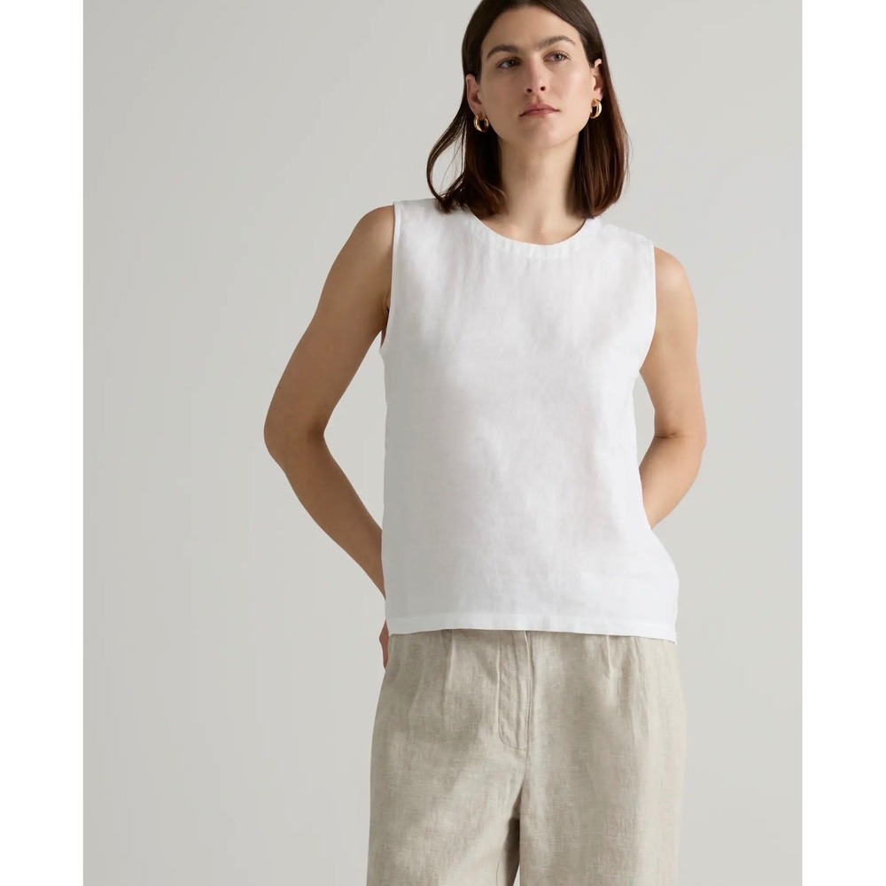Quince 100% European Linen Tank White XL NWT